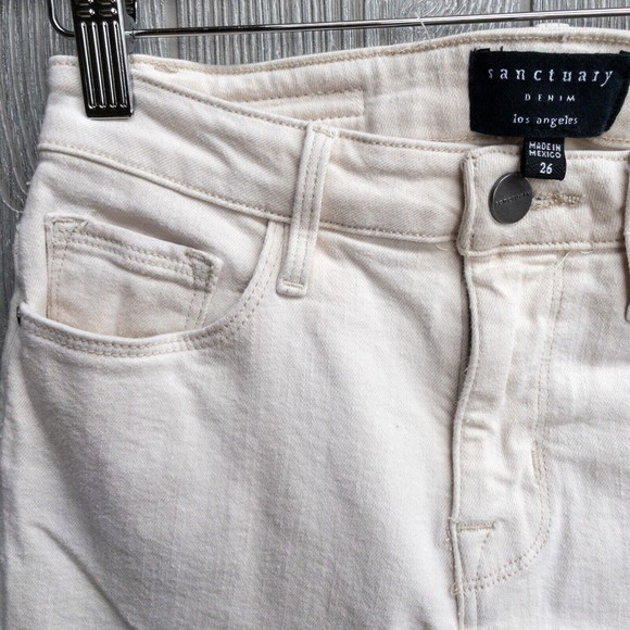SANCTUARY Ivory Off White Denim Jeans Social Ankle Skinny Standard Rise Women 26 - Picture 3 of 7